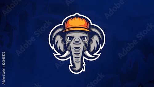A mascot logo of a elephant head wearing cap for a club or team animal mascot logotype 