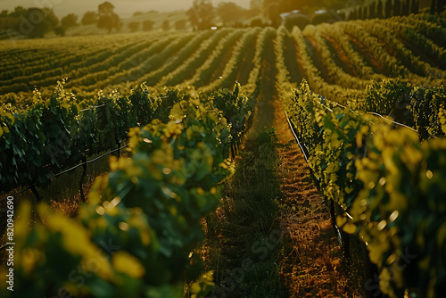 Expansive vineyards filled with ripe grapes, showcasing the beauty and abundance of large plantations.