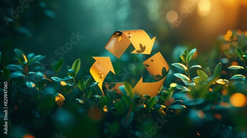 Banner for the main page of the site with a realistic recycling icon. The problem of ecology, waste recycling, waste disposal, reusable use, recyclables use, consumer culture, safe a planet.