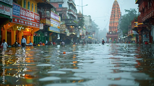 Streets in india flooded with water.