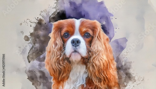 cavalier king charles spaniel watercolor portrait