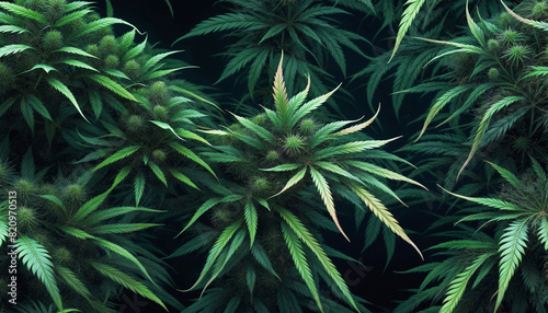 Cannabis texture. Cannabis plants. Background from green inflorescences of marijuana