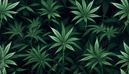 Cannabis texture. Green marijuana leaves. Background from hemp leaves