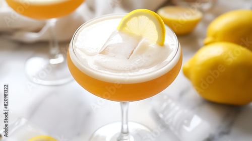 The sophisticated Whiskey Sour cocktail combines bourbon with freshly squeezed lemon juice and a dash of simple syrup, creating a harmonious and timeless drink.