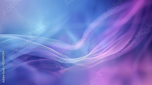 Abstract blue and purple background with curved lines, soft focus, blurred edges, light reflection, gradient color background