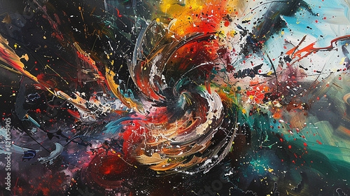 A chaotic whirlwind of frenetic brushstrokes and splashes of color, conveying a sense of raw emotion and spontaneity.