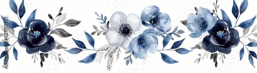 Seamless Watercolor Floral Pattern: Blue and White