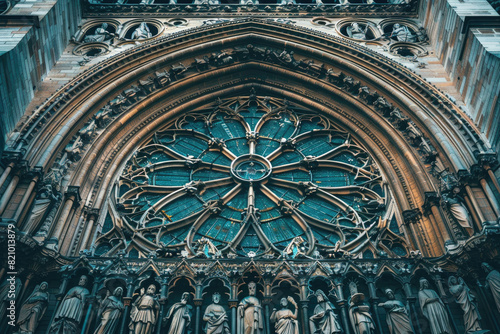 The intricate facade of Notre-Dame Cathedral in Paris, highlighting its Gothic architecture