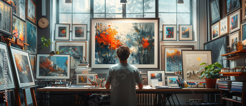 Award Winning Advertisement Image , E Commerce Site for Artist Commissions, Show an online platform that connects artists with clients seeking custom artwork commissions The scene