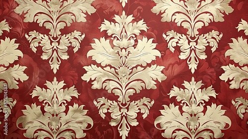 red wallpaper with damask pattern.illustration stock image