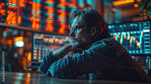 stressed and desperate businessman watching stock market crash and business fall like a house of cards because of the economic crisis panic on finance.stock image