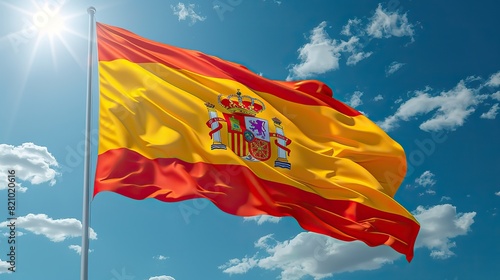 flag of spain blowing in the wind full page spanish flying flag.illustration