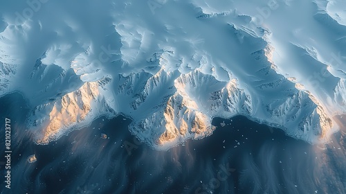 Arctic landscapes captured from space during winter exhibited a pronounced topographical relief..illustration stock image