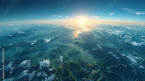 physical map of planet earth focused on japan north and south korea satellite view of east asia sun shining on the horizon elements of this image furnished .illustration