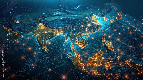 digital map of south east asia concept of global network and connectivity data transfer and cyber technology business exchange information and telecommunication.stock image
