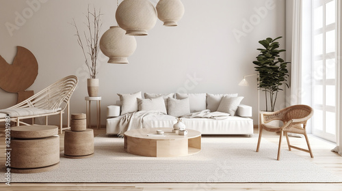  minimalista moderno boho interior da sala de estar