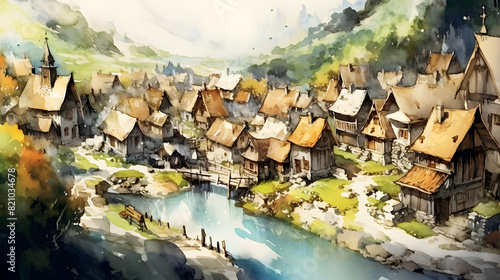 Village Settlements Watercolor
