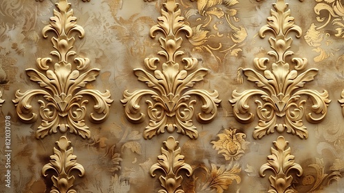 gold wallpaper with damask pattern.illustration