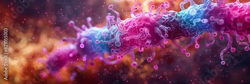 Bacteria on Colorful Background for Medical Concepts Generative AI