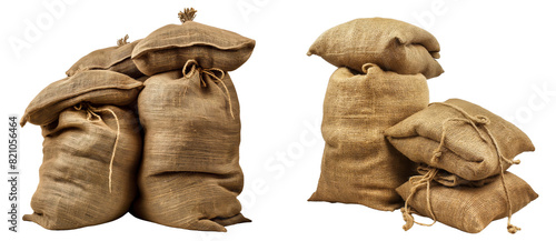 Agricultural sacks isolated on transparent or white background