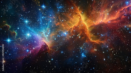 Astronomy Background, Stars in deep space with a nebula background creating a rich and detailed astronomical scene full of color and intrigue. Illustration image,