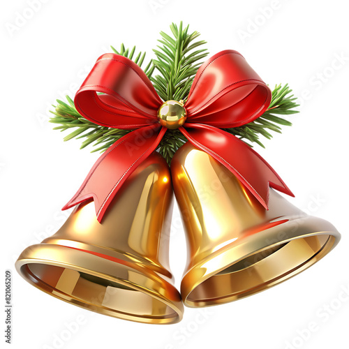 christmas bell decoration on transparent background