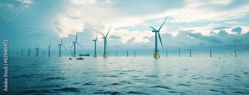 Offshore Wind Farm at Picturesque Sunset