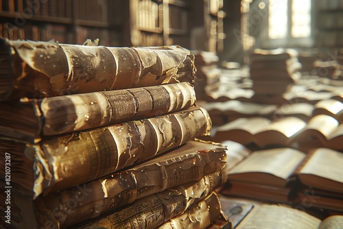Ancient manuscripts in a medieval library