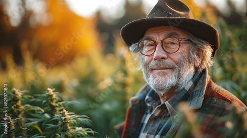 An elderly man uses CBD-infused cannabis to alleviate his rheumatism and lessen his pain, ensuring a comfortable and fulfilling golden age..illustration