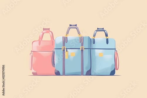 bag flat design front view travel theme animation Analogous Color Scheme