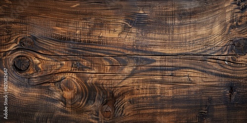 Close-up of polished wood texture with dark and light brown natural lines and crack