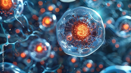 Illustrate healthy cells surrounded by a protective barrier, close up, safeguard, ethereal, Blend mode, cellular backdrop