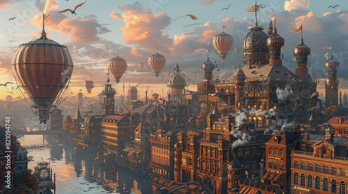 steampunk air city, floating city, sky city, airborne metropolis, cloud city, flying city, steampunk metropolis, aerial city, skyborne city, steampunk sky city, steampunk floating city, steam-powered 