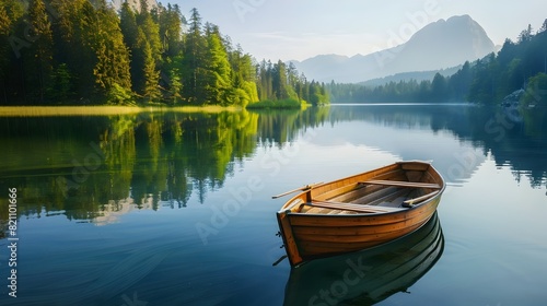 Tranquil Lake Boating: A Polarizing Filter Enhanced Serene Scene