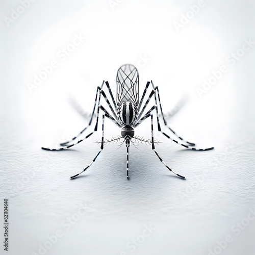 close-up isolé sur un moustique tigre rayé blanc et noir