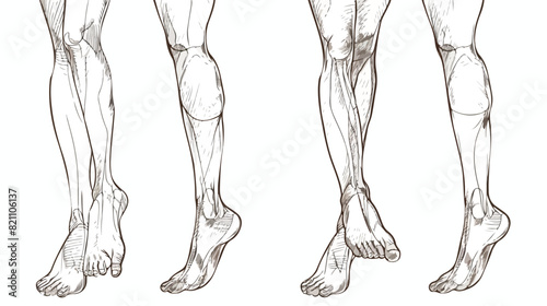Bundle of female legs in different poses or postures