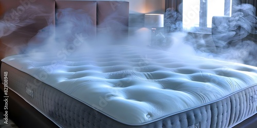 Efficient steam cleaning service sanitizes mattresses for improved bedroom hygiene. Concept Steam Cleaning, Mattress Sanitization, Bedroom Hygiene, Efficient Service