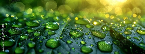 Abstract green tiny water droplets creates a beautiful background.