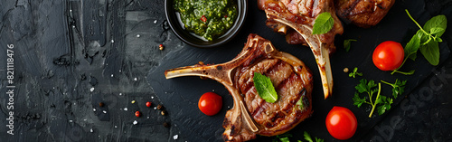  Savor the Flavor BBQ Roasted Lamb Mutton Leg with Herbs and Spices sauces and looking so tasty with dark background