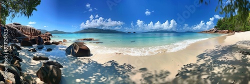 Tropical Beach Getaway at Praslin Island Seychelles Generative AI