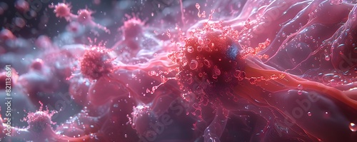 Visualization of a drug penetrating the outer layer of a cancer cell in a 3D model, showcasing the effectiveness of targeted therapy. List of Art Media Photograph inspired by Spring magazine