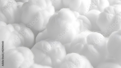White cotton balls piled together in a stack