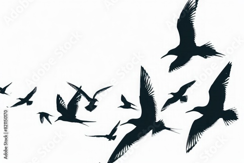 birds in the sky Silhouettes of wild birds in flight