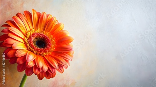 oil painting abstract gerbera flower in the corner 
