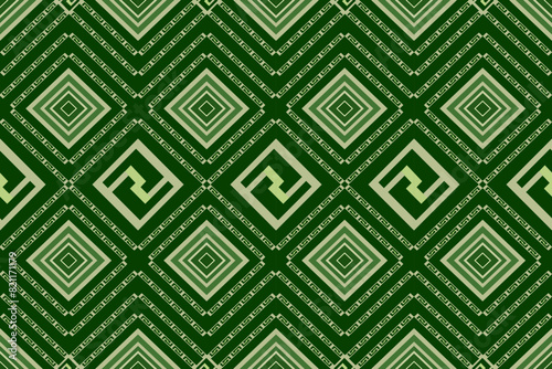 green pattern with shapes