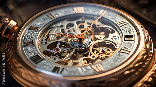 Old antique pocket watch on dark background 