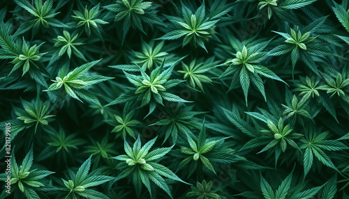 Cannabis texture. Background from green leaves of marijuana. Hemp leaves