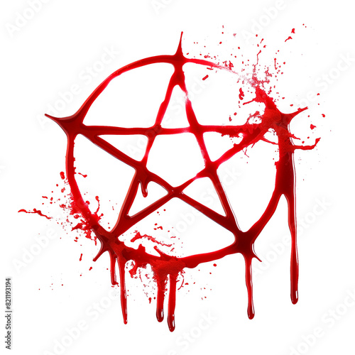 Pentagram Made With Blood Isolated on Transparent Background 