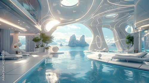 Futuristic Resort Wellness: AI Enhanced Personal Training for Optimal Physical Health in Photo Realistic Concept