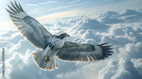 Incredible Photo Realistic Shot of Hawk Hunting in the Sky Capturing Prey with Precision and Speed, Showcasing Aerial Prowess of This Bird of Prey